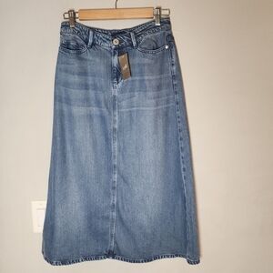 NWT J. Jill Drape Denim Midi Maxi Skirt Soft Lyocell Viscose Size 2P 2 Petite